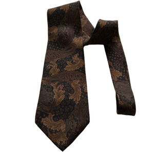 Vintage Woodward Men's Brown Floral All Silk Tie Made in U.S.A.